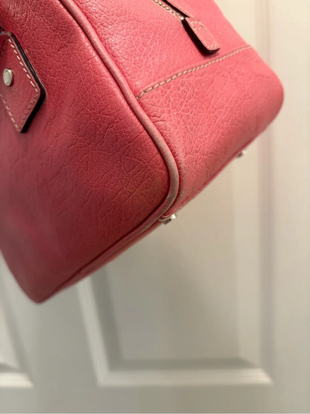 Kate Spade New York Pink Pebbled Leather Mini Satchel Bowler Bag